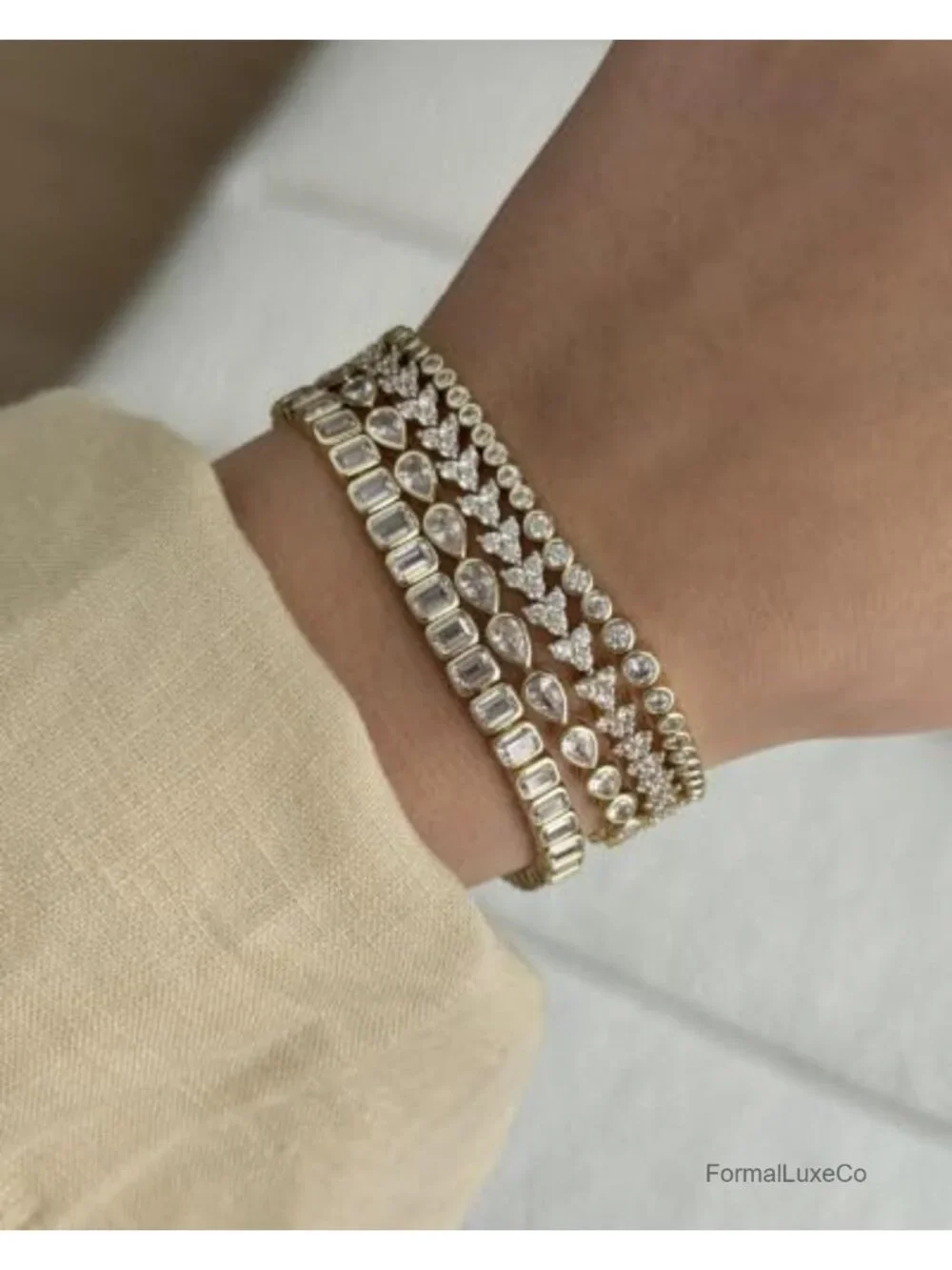14K Gold Plated Tennis Bracelet for Women Bezel Set CZ Hypoallergenic